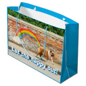 Grand Sac Cadeau Graffiti de chien et d'arc-en-ciel (Dos Angle)