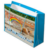 Grand Sac Cadeau Graffiti de chien et d'arc-en-ciel (Devant Angle)