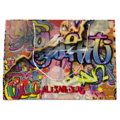 Grand Sac Cadeau Graffiti griffé, rayé ou briques PEINTES (Devant)