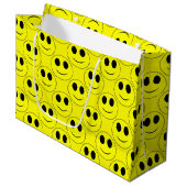 Grand Sac Cadeau Grand Jaune Happy Face Allover (Devant Angle)