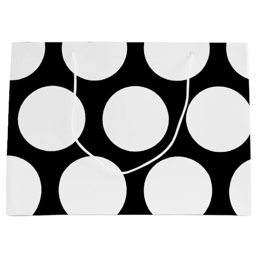 Grand Sac Cadeau Grand motif de pois : Noir et blanc (Devant)