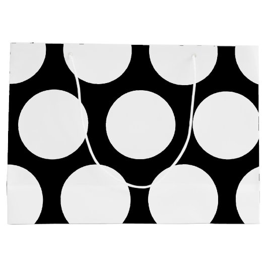 Grand Sac Cadeau Grand motif de pois : Noir et blanc (Dos)