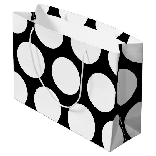 Grand Sac Cadeau Grand motif de pois : Noir et blanc (Dos Angle)
