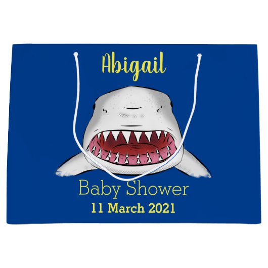 Grand Sac Cadeau Grand requin blanc moyen dessin animé (Devant)