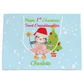 Grand Sac Cadeau Grande Petite-fille Joyeux 1er Pingouin de Noël (Devant)