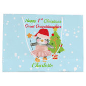 Grand Sac Cadeau Grande Petite-fille Joyeux 1er Pingouin de Noël (Dos)