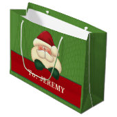 Grand Sac Cadeau Grandes bandes vertes avec Red Père Noël Custom (Devant Angle)