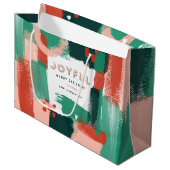 Grand Sac Cadeau Graphique abstrait moderne rouge, rose + vert joye (Devant Angle)