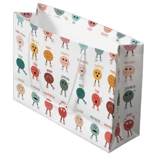 Grand Sac Cadeau Graphique de faces des émotions colorées mignonnes