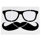 Grand Sac Cadeau Graphique noir nerd de moustache (Devant)