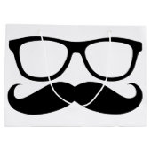 Grand Sac Cadeau Graphique noir nerd de moustache (Dos)