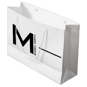 Grand Sac Cadeau Gras Moderne Minimale Société Monogramme Entrepris