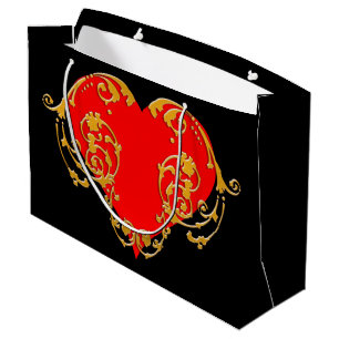 Grand Sac Cadeau Gras Romantique Saint Valentin Rouge Goth Coeur