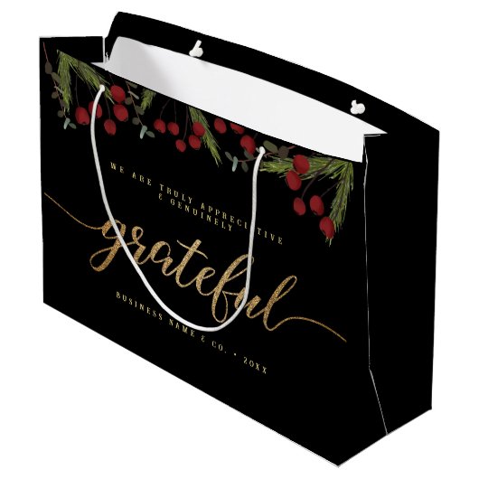 Grand Sac Cadeau Grateful Modern Script Holly Pine business logo (Dos Angle)