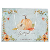 Grand Sac Cadeau Grateful Thanksgiving Citrouilles Automne Floral A (Dos)