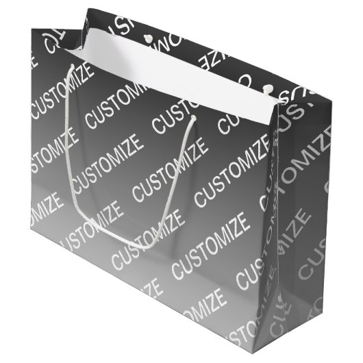 Grand Sac Cadeau Gray (changeable color) Ombre & Text Pattern (Devant Angle)