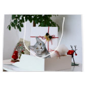 Grand Sac Cadeau Gray tabby cat Christmas (Devant)