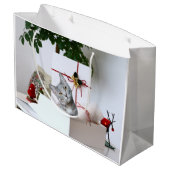 Grand Sac Cadeau Gray tabby cat Christmas (Dos Angle)