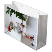 Grand Sac Cadeau Gray tabby cat Christmas (Devant Angle)