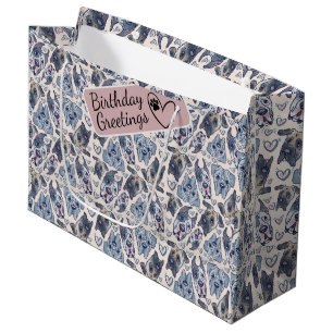 Grand Sac Cadeau Great Dane Cartoon Heads en continu motif