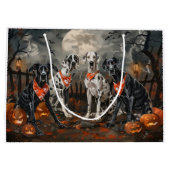 Grand Sac Cadeau Great Dane Halloween Éffrayant (Dos)