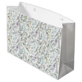 Grand Sac Cadeau Green Blue Botanical Watercolor (Dos Angle)