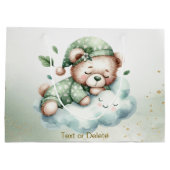 Grand Sac Cadeau Green Boho Sleeping Teddy Bear mignonne Party (Dos)