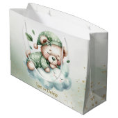 Grand Sac Cadeau Green Boho Sleeping Teddy Bear mignonne Party (Dos Angle)