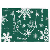 Grand Sac Cadeau Green Custom Nom Noël Fête neige (Dos)