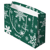 Grand Sac Cadeau Green Custom Nom Noël Fête neige (Dos Angle)