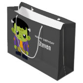 Grand Sac Cadeau Green Frankenstein Monster Halloween Anniversaire (Devant Angle)