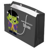 Grand Sac Cadeau Green Frankenstein Monster Halloween Anniversaire (Dos Angle)