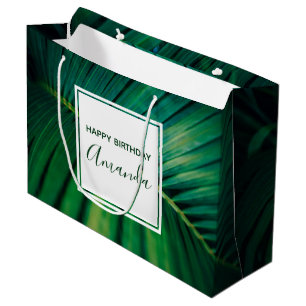 Grand Sac Cadeau Green Leaf Forêt tropicale Nature Photo Anniversai