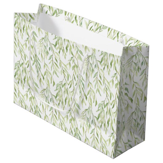 Grand Sac Cadeau Green Leaves Bridal Shower (Devant Angle)