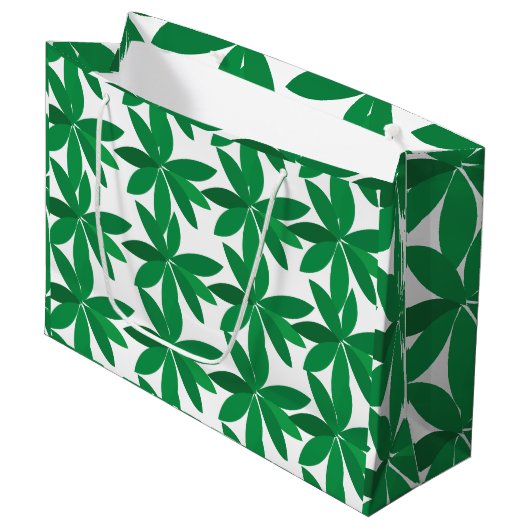 Grand Sac Cadeau Green Leaves Foliage (Devant Angle)
