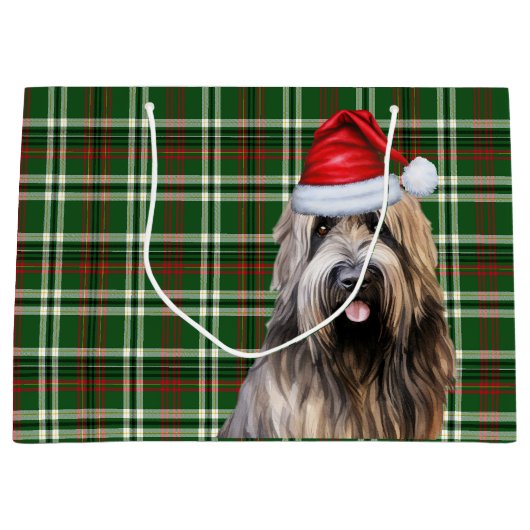 Grand Sac Cadeau Green Plaid Briard Shepherd Amoureux des chiens Ho (Devant)