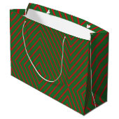 Grand Sac Cadeau Green & Red Diagonal Lines Gift Bag (Dos Angle)