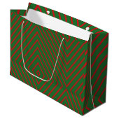 Grand Sac Cadeau Green & Red Diagonal Lines Gift Bag (Devant Angle)
