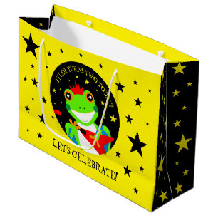 Grand Sac Cadeau Grenouille d'arbre d'anniversaire de Rockin avec g