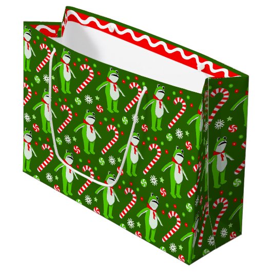 Grand Sac Cadeau Grenouille de protestation pas de rois Noël (Devant Angle)