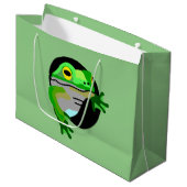 Grand Sac Cadeau Grenouille verte (Devant Angle)