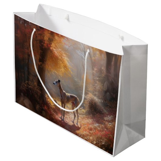 Grand Sac Cadeau Greyhound à l'automne Feuilles automne Inspiration (Dos Angle)