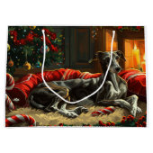 Grand Sac Cadeau Greyhound Chig Festive de Noël (Devant)