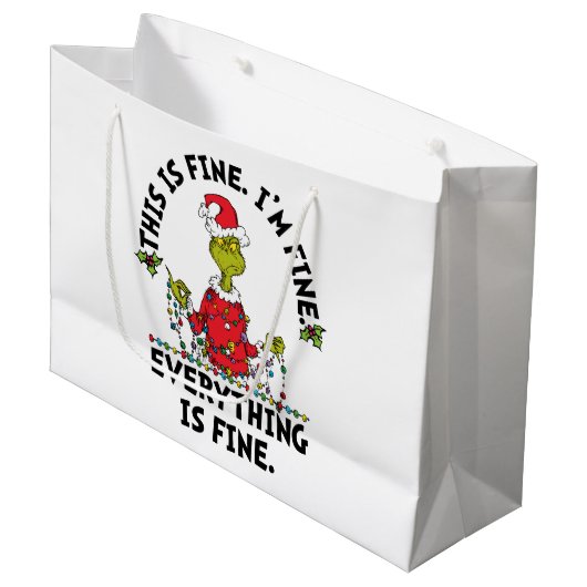 Grand Sac Cadeau Grinch | Everything is Fine (Devant Angle)