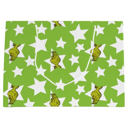 Grand Sac Cadeau Grinch Peeking Star Pattern (Devant)