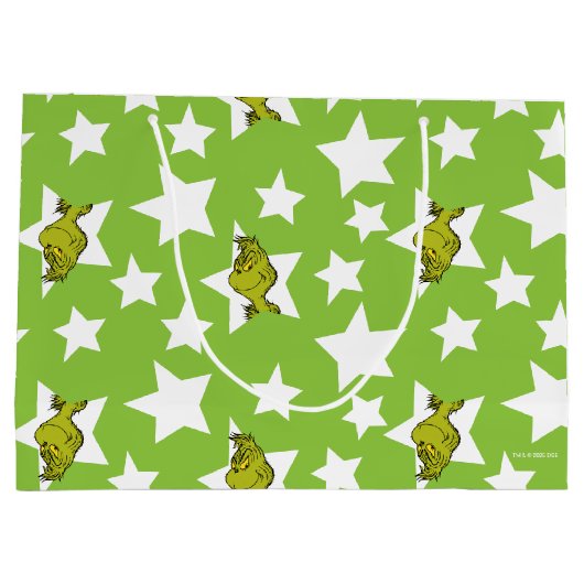 Grand Sac Cadeau Grinch Peeking Star Pattern (Dos)