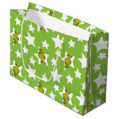 Grand Sac Cadeau Grinch Peeking Star Pattern (Devant Angle)