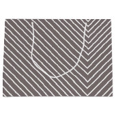 Grand Sac Cadeau Gris et blanc Chevron (Devant)