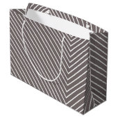 Grand Sac Cadeau Gris et blanc Chevron (Dos Angle)
