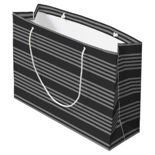 Grand Sac Cadeau Gris et charbon de bois cinq bandes motif